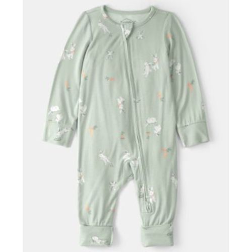 Baby Boys' or Baby Girls' Easter Bunny Print 2-Way Zip Sleep and Play Pajama