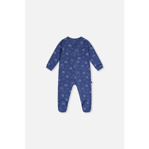 Transport Organic Cotton Front Zipper Footed One Piece Pajama