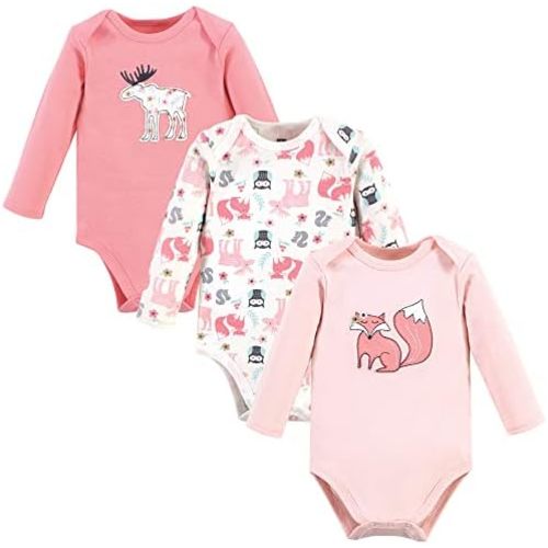 Hudson Baby Baby Girls' Cotton Long-sleeve Bodysuits 3-pack