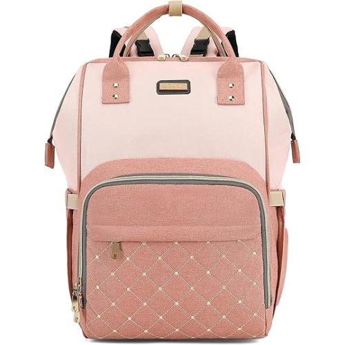 Diaper Bag Backpack, Diaper Bags for Baby Girls Boys, Baby Bags for Moms Dads, Nappy Changing Bag with Insulated Pockets,Multi-functional Waterproof Backpack with Stroller straps -Pink light pink