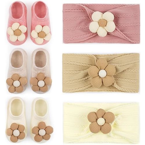 COZYOFFI Baby Flower Headband and Socks: Cute Headband and Socks Sets