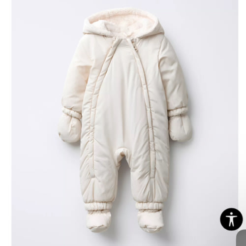 NYLON ROMPER WITH DETACHABLE MITTENS AND BOOTIES - Ecru | ZARA Canada