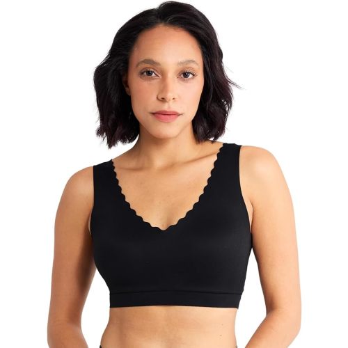 Floatley Cozy Scalloped Bra Comfort Wirefree Full Coverage Seamless Bra with Embedded Pad for Women