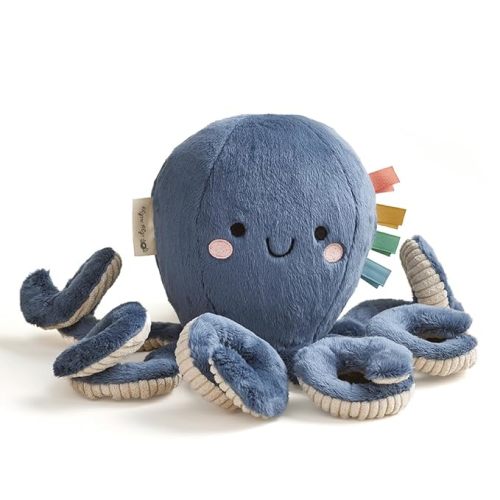 Itzy Ritzy Snuggles Plush Toy – Soft Stuffed Animal for Babies, Kids & Adults – Sensory Ribbons & Textured Fabrics for Tactile Play – Cozy & Cuddly Companion for Newborns & Up (Octopus)