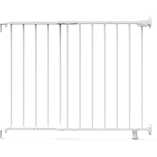 Ingenuity The Stairway 42W Series Safety Pet and Baby Gate, 28"-42" Wide, 28" Tall, for Stairway or Hallways - White Metal