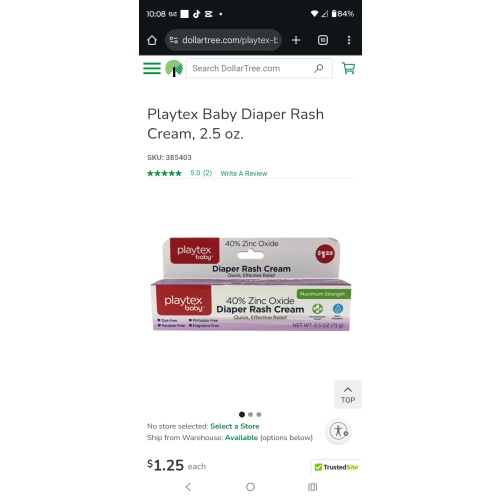 Playtex Baby Diaper Rash Cream, 2.5 oz. | Dollar Tree