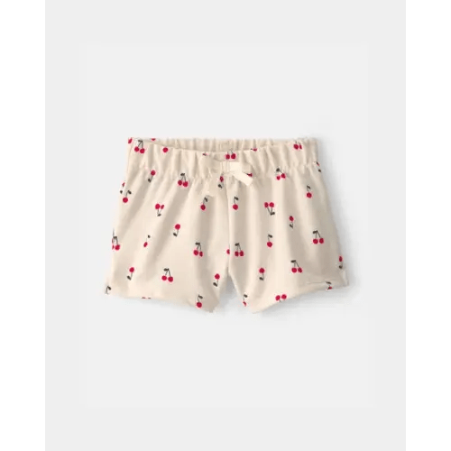 Baby Girl Cherry French Terry Shorts - Cream | Carter's