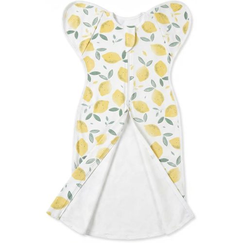 Baby Transitional Swaddle Sleep Sack 3-6 Months, with Openable Cuff & Bottom Button Design, Unisex Smiling Lemon Breathable Swaddle Sack with 2-Way Zipper, for Baby Boys & Girls