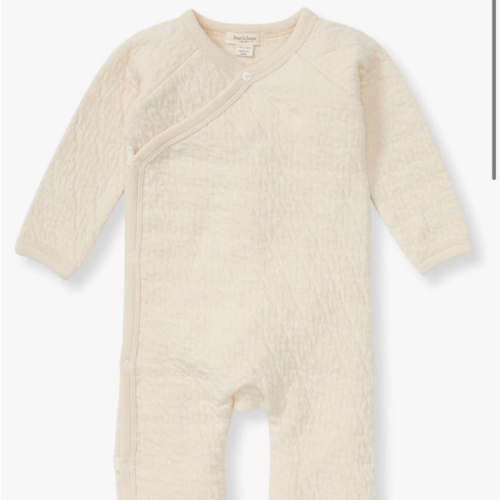 Burt's Bees Baby Long Sleeve Quilted Wrap-Front Jumpsuit, 100% Organic Cotton One-Piece Outfit Coverall