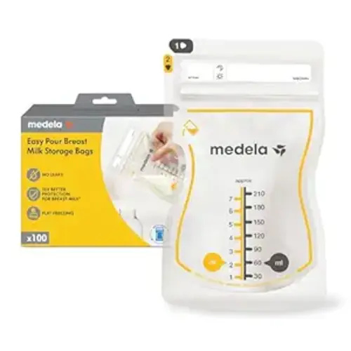 Medela Easy Pour Breastmilk Storage Bags 100 Count 7oz/210ml Disposable, Leakproof, Fast Freeze, Breast Milk Protection Recyclable & BPA Free