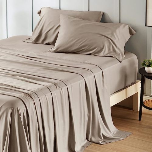Bedsure PureWoven 100% Rayon Derived from Bamboo, King Size Sheets Set