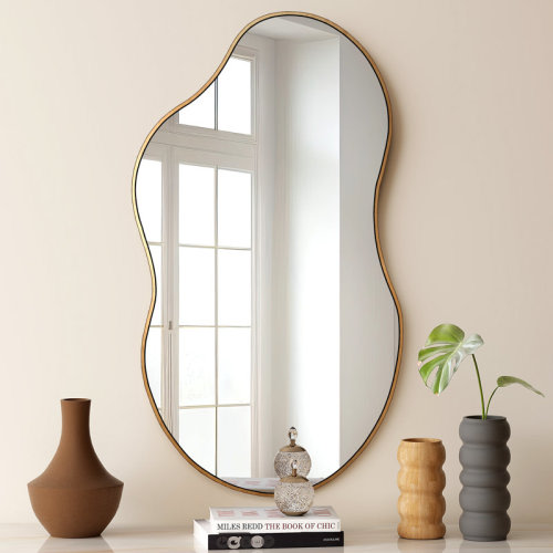Everly Quinn Ashane Asymmetrical Wall Mirror Metal Frame & Reviews | Wayfair