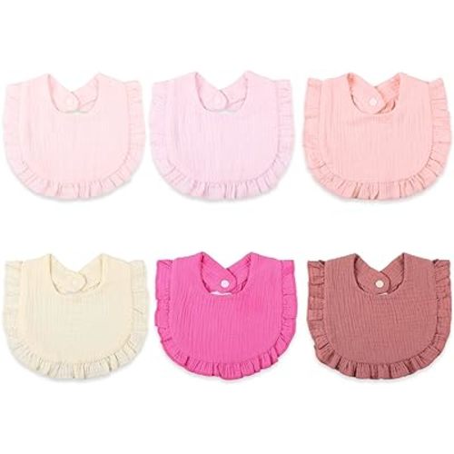 6 Pack Baby Bibs 4-Layer Baby Drooling Bibs Soft & Absorbent Muslin Bibs for Teething Drooling