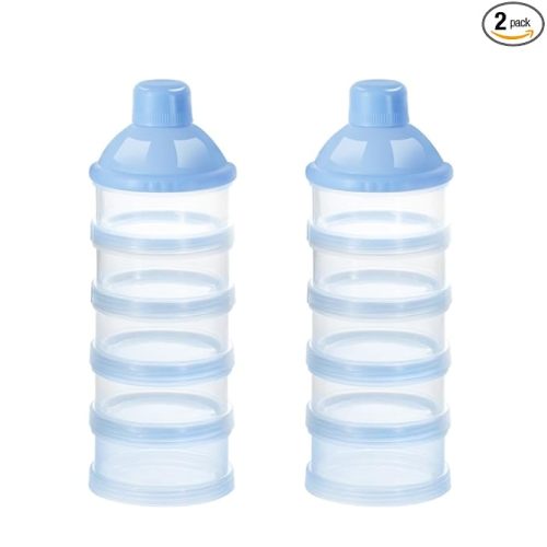 Accmor Formula Dispenser On The Go, 5 Compartments Stackable Formula Container for Travel, Baby Milk Powder Kids Snack Container, BPA Free