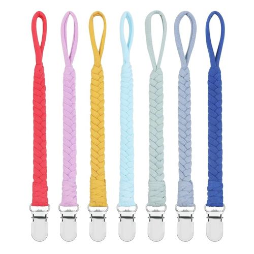 Pacifier Clips for Baby Boy and Girls, Handmade Braided Pacifier Holder, Baby Pacifiers Clips Leash Cotton Smoother Binky Clips Newborn Fits All Pacifier Unisex Baby Shower Case (Multicolor 2)