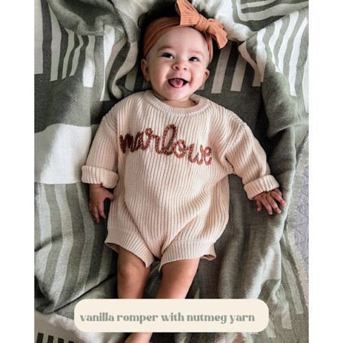 CGLaneCo Personalized Hand Embroidered Sweater Romper
