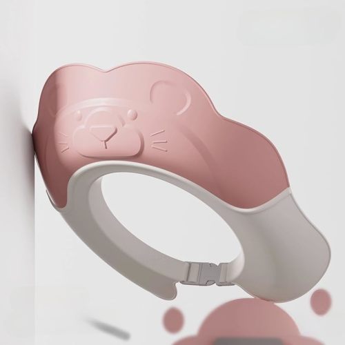 Baby Shower Cap - Waterproof Bath Visor for Toddlers 1-3 Years, Extra Soft Silicone Hair Washing Hat for Kids, Keep Water Out of Eyes(Animal Design) (Pink)