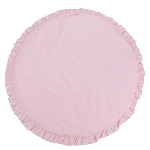 ABREEZE Cotton Mat Soft Pink Detachable Washable Game Blanket Floor Kids Activity Round Rug Home Room Decor