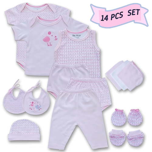 Baby Bright Newborn Essentials Baby Girl Outfits – 14pcs Baby Gift Set 0-3 Months, Newborn Baby Essentials, Baby Shower Gifts, Baby Mittens, Soft Baby Washcloths