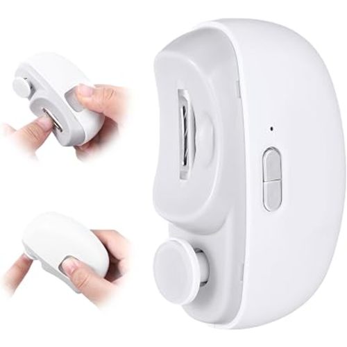 3 in 1 Electric Nail Clipper for Seniors, Baby Nail Trimmer Electric Automatic Trimmer, Safe Electric Toenail Clippers Nail File Tools for Adult, Manicure Kit Grinder with Polishing(White)