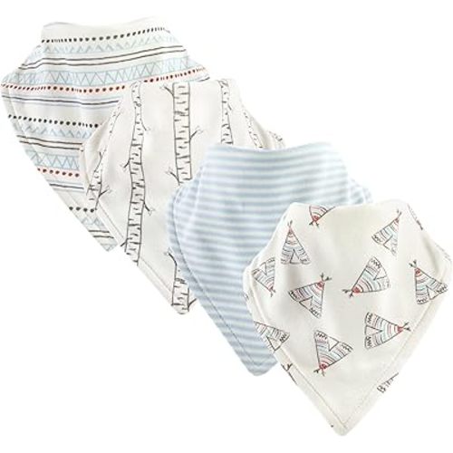Touched by Nature Unisex Baby Organic Cotton Bandana Bibs, Teepee, One Size