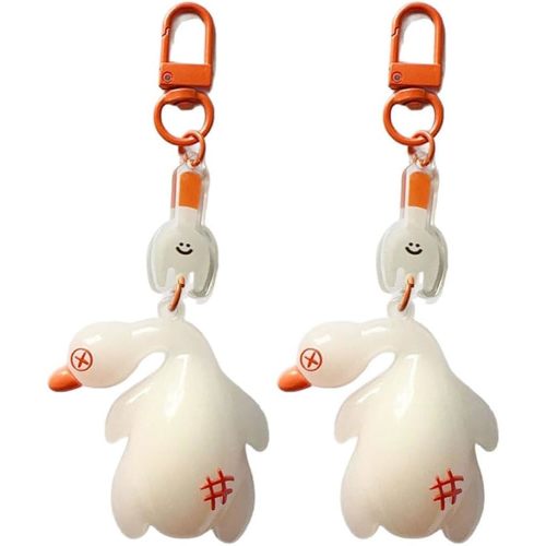 UV Duck Car Keychain, 2 Pcs Ultraviolet Discoloration Duck Key Chain, UV Color-Changing Duck Creative Roast Duck Keychain for Men and Women