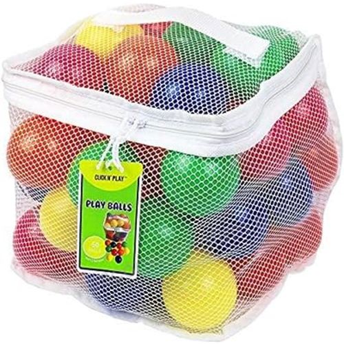 Click N' Play Plastic Balls for Ball Pit, Phthalate & BPA Free, Crush Proof Play Balls for Ball Pit, Pit Balls in Assorted Colors in Reusable and Durable Storage Mesh Bag with Zipper | 200, 1000 count