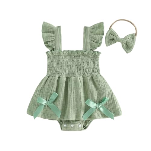 Giraropa Newborn Baby Girl Plaid Romper Outfit Sleeveless Smocked Romper Infant Baby Cute Gingham Clothes