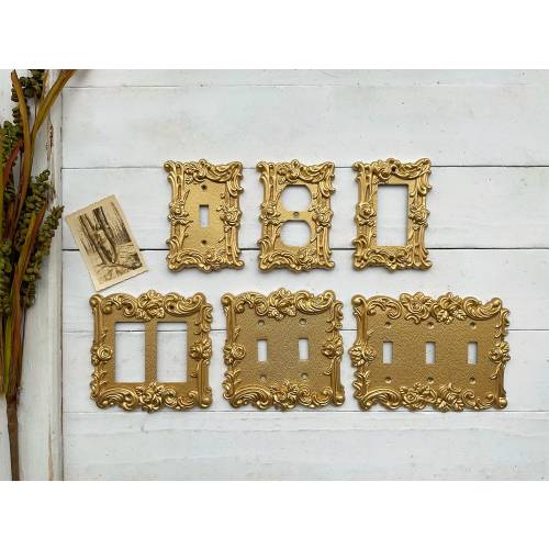 Light Switch Cover Metal In Muted Gold , Modern Home Decor, Outlet Cover, Light Switch Cover Plates, Shabby Chic, Double Rocker Switch Cover
