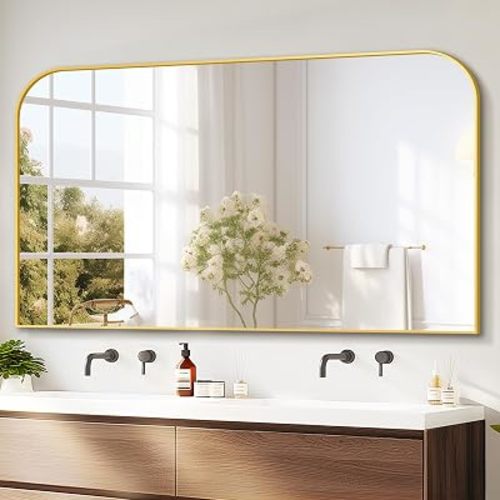 Bathroom Vanity Mirror,30" x 50" Gold Metal Framed Wall Mirror for Over Sink, Living Room, Bedroom,Entryway Decor