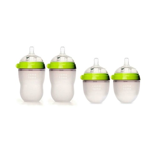 Comotomo Baby Bottle 8-Ounce and 5-Ounce Kit, Green, Pack of 4