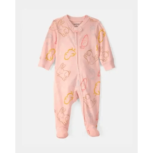 Baby Girl Easter 100% Cotton 2-Way Zip Sleep & Play Pajamas - Pink | Carter's