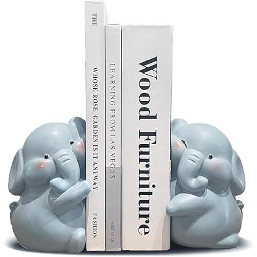 Cute Elephant Bookends Decoration, Book Ends for Heavy Books, Book Holders for Shelves in Home Office Children’s Rooms Desk Bookshelf, Great Christmas Birthday Gift