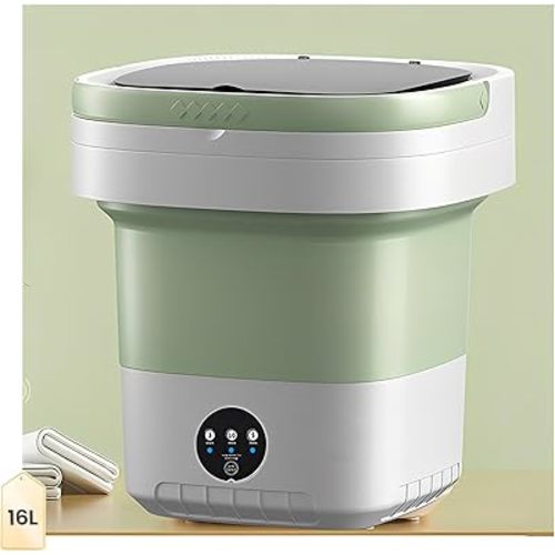Portable Washing Machine 16L, Mini Washing Machine Foldable & Lightweight, Washer Quick & Convenient for Clothes, Socks & Underwear, Lavadoras Portatiles para Apartamentos for Dorms, Travel Green