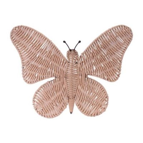 HomeRoots 14" X 18" Natural Butterfly Rattan Hanging Dimensional Sculpture