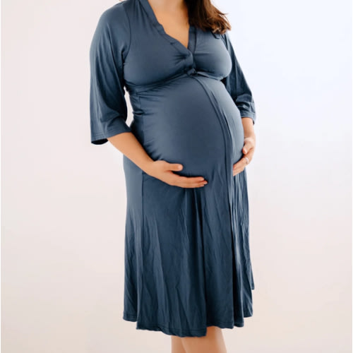Lila Labor & Postpartum Gown in Midnight Blue