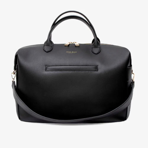 Black Diaper Bag / Midi with gold hardware