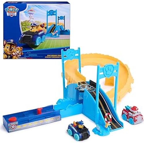 PAW Patrol Pup Squad Track Set, Looping Track Playset & Vehicle Launcher with Chase & Marshall Toy Cars, Kids Toys for Boys & Girls Ages 3 and Up