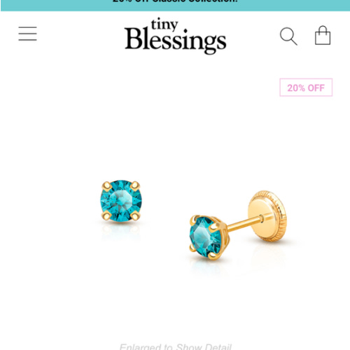 December Birthstone Studs, 4mm Swarovski® Crystal Baby/Children's Earrings, Screw Back - 14K Gold