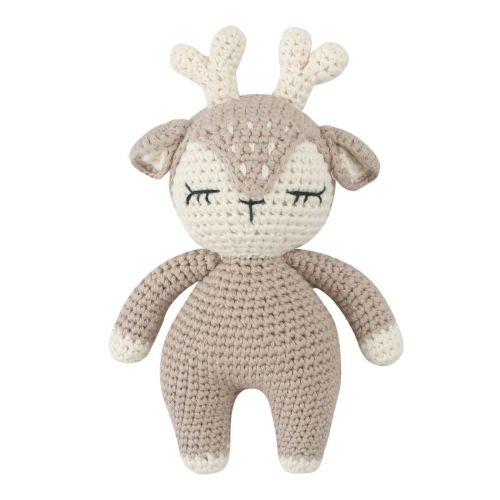Handmade Crochet Sleepy Deer Stuffed Animal Knit Soft Doll Toy Birthday Gift