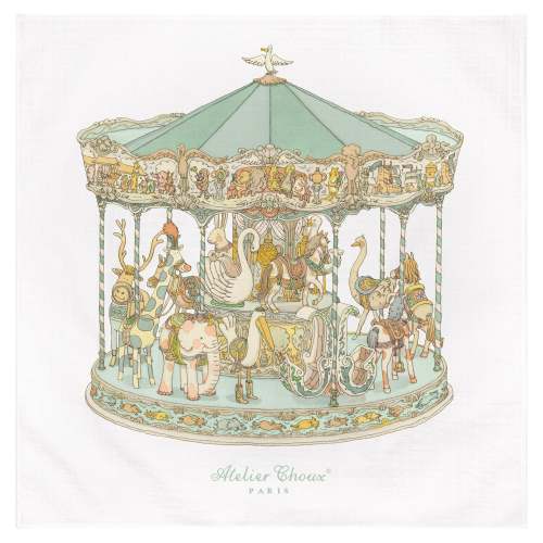 Atelier Choux Paris Organic Cotton Carrés, Carousel Green
