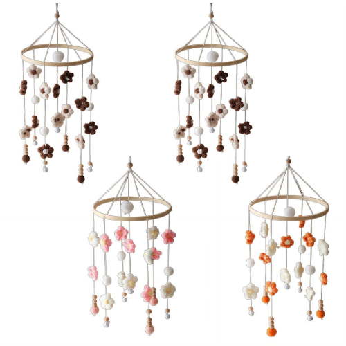 BESTSKY 4Pcs Crib Mobile,Easy Installation and Secure Mounting Baby Mobile for Crib,Smooth Rotation and Calming Motion Effect Crib Toys Hanging,Color Mixing3