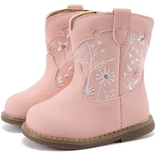 BMCiTYBM Baby Cowboy Cowgirl Boots Infant Western Shoes Boys Girls Round Toe Boots All Seasons 6-24 Months