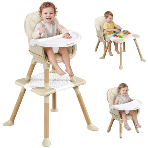 6 in 1 Convertible High Chair for Baby and Toddler,Toddler High Chair with Adjustable Tray & 5-Point Safety Harness, Dish-Washer Safe