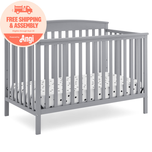 Delta Children Hanover 6-in-1 Convertible Baby Crib, Grey