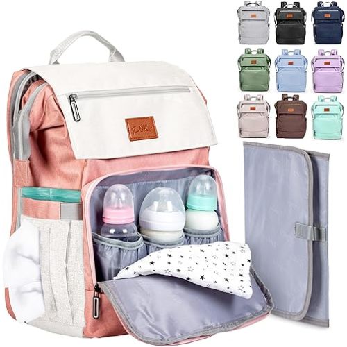 PILLANI Baby Diaper Bag Backpack - Large Bag for Boys & Girls, Waterproof Diaper Backpack - Travel Diaper Bags w/Changing Pad, Baby Registry Search & Shower Gifts - Essentials Must Haves Newborn Stuff