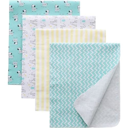 Gina Era Flannel Receiving Blankets, Baby Swaddle Blankets 100% Cotton 4 Pcs One Size 30 X 30 Inch for Baby Boy or Baby Girl (Style2)