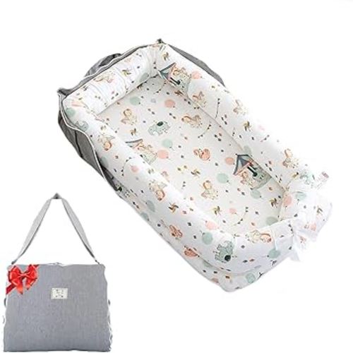 Baby Lounger for Newborn for Tummy Time,Baby Lounger Play Gym mat with Portable Bag,Awake-Time Newborn Babies Essentials Gifts 0-24 Months Home Travel(Carousel)