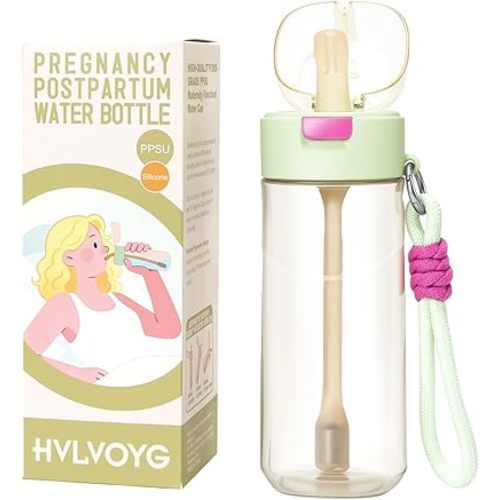 PPSU Water Bottle for Postpartum & Bedridden Care, Sip-Controlled Flow & Anti-Choking Design, Patented Leak-Proof Easy Drinking Cup with Straw, Spill-Proof for Seniors, Pregnancy & Recovery(17oz)