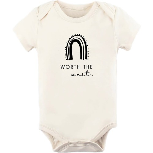 Baby Worth the Wait Rainbow Organic Cotton Bodysuit, 0-3M, Natural